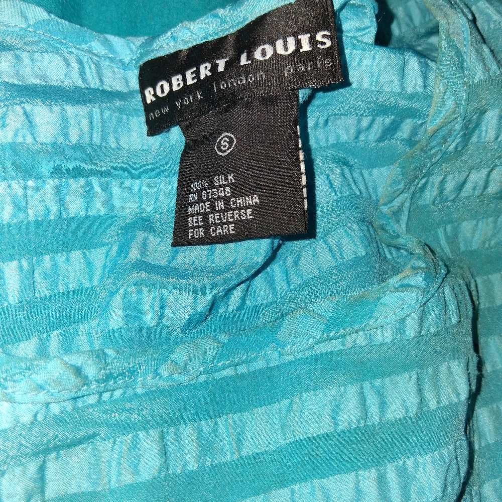 Robert Louis Turquoise Silk Top